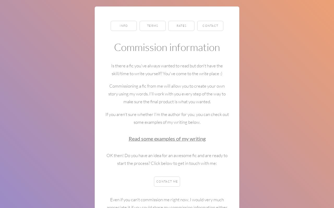 Fanfic writing commissions